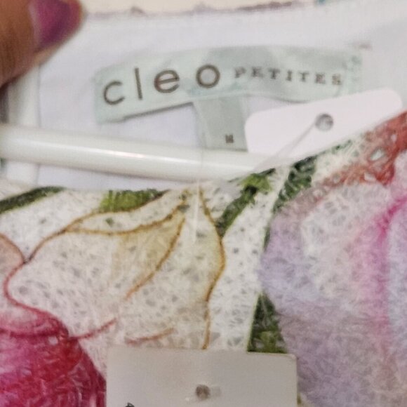 CLEO PETITES WOMENS WHITE SIZE 14  LACE FLORAL POLYESTER MIDI DRESS NWT - Picture 2 of 7